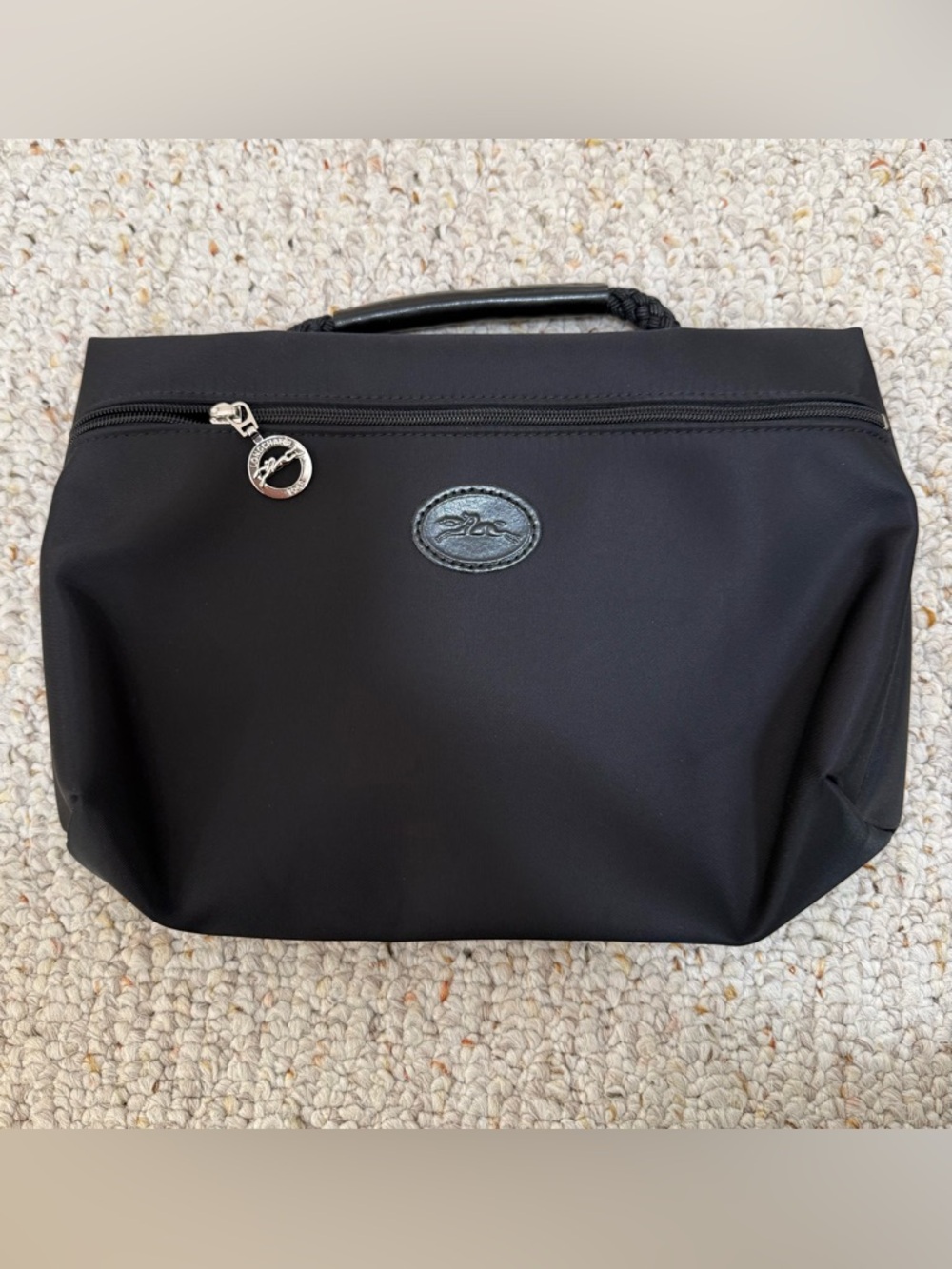 Longchamp Black Cosmetic Pouch with Top Handle
